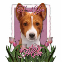 Thank You - Pink Tulips - Basenji Photo Cutout