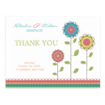 Thank You Rainbow Colourful Tall Flowers Postcard