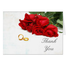 Thank you red rose wedding note card