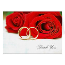 Thank you red rose wedding note card