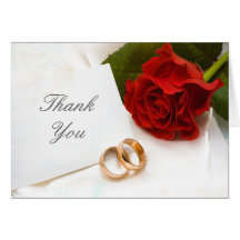 Thank you red rose wedding note card
