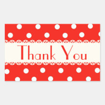 Thank You Red & White Polka Dot Sticker / Label