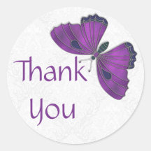 Thank You Sticker Butterfly Brocade Purple