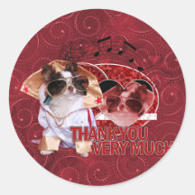 Thank You - Thank You Very Much - Chihuahua -Gizmo Round Stickers
