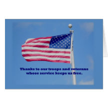 Thank You Troops American Flag Greeting Cards