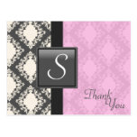Thank You Wedding Postcard Light Pink White Damask
