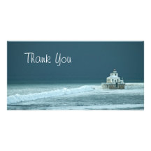 Thank You Winter Lighthouse Personalized Photo Card