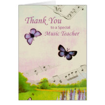 Thanks Teacher, Music, Butterflies Card
