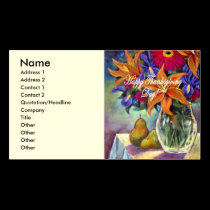 Thanksgiving Day Flowers & Pears Painting - Multi business cards