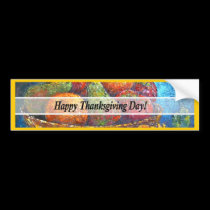 Thanksgiving Day Fruits & Flowers Art - Multi bumper stickers