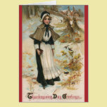 Thanksgiving Day Greetings with a Pilgrim Woman cards