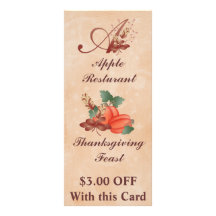 Thanksgiving Monogram A Rack Card /Resturant