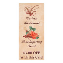 Thanksgiving Monogram C Rack Card /Resturant