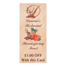 Thanksgiving Monogram D Rack Card /Resturant