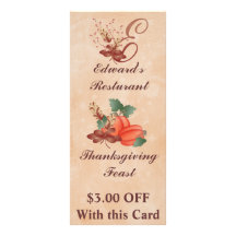 Thanksgiving Monogram E Rack Card /Resturant