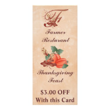 Thanksgiving Monogram F Rack Card /Resturant