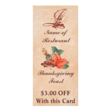 Thanksgiving Monogram I Rack Card /Resturant