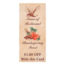 Thanksgiving Monogram L Rack Card /Resturant