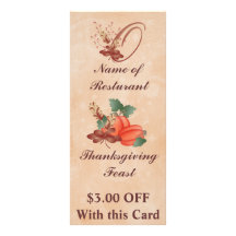 Thanksgiving Monogram O Rack Card /Resturant