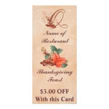 Thanksgiving Monogram Q Rack Card /Resturant