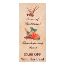 Thanksgiving Monogram S Rack Card /Resturant