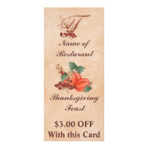 Thanksgiving Monogram T Rack Card /Resturant