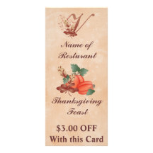 Thanksgiving Monogram V Rack Card /Resturant