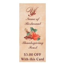 Thanksgiving Monogram Y Rack Card /Resturant