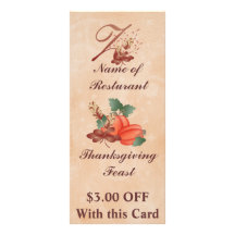 Thanksgiving Monogram z Rack Card /Resturant