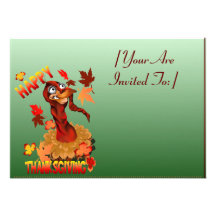 Thanksgiving Turkey and Autumn Leaves invitatio... Invites