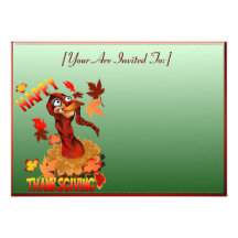 Thanksgiving Turkey and Autumn Leaves invitatio... Personalized Announcement