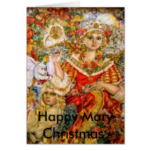 The angel of the poinsettia., Happy Mary Christ... Greeting Card