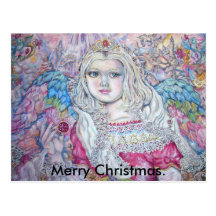 The angel of the ruby., Merry Christmas. Postcard