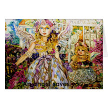 The angels of the flower., An angel saves you. Greeting Card