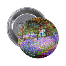 The Artist's Garden at Giverny, Claude Monet Pinback Buttons