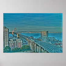The Bay Bridge in the Evening Poster