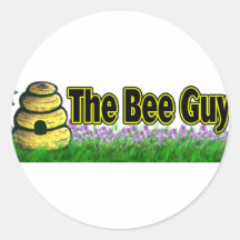 the bee guy round stickers