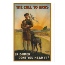 The call to arms, Irish world war Postcard