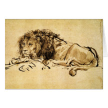 THE CAPE LION LYING DOWN GREETING CARD