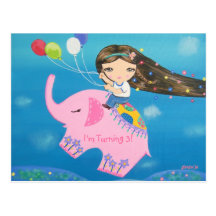 The Elephant Rider - Birthday Party Invitation Post Cards