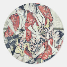 The fifth month by Katsushika, Hokusai Ukiyoe Round Sticker