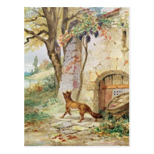 The Fox and the Grapes, illustration for Post Cards