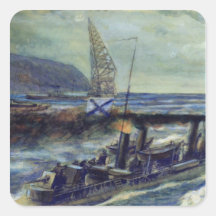The German u-boat U 56 sunk by Grozovoi Square Stickers