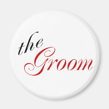The Groom (Script Red) Refrigerator Magnets