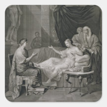 The Interview of Augustus and Cleopatra, engraved Square Stickers