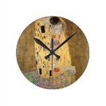 The Kiss, 1907-08 (oil on canvas) Round Wall Clock