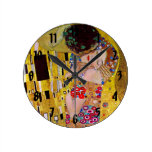 The Kiss (detail) by Gustav Klimt Round Clock