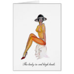 The lady in red high heels, pinup girls cards