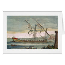 The lead galley under way by oar, from 'Le Naptune Cards