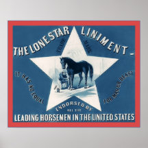 The Lone Star Liniment ~ 1866 ~ Vintage Label Posters